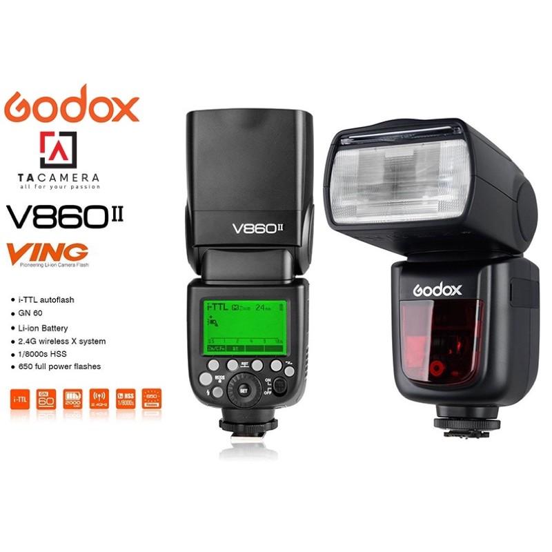 Đèn Flash Godox V860 II-TTL cho Canon/Nikon/Sony/Fuji - Tặng Kèm Omi - Hàng Chính Hãng