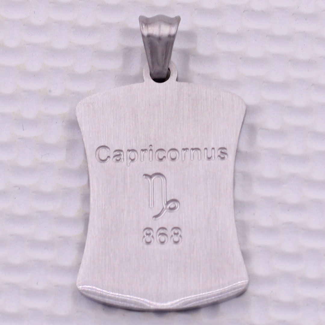 Mặt dây chuyền cung Ma Kết - Capricorn inox kèm vòng cổ dây da đen, Cung hoàng đạo