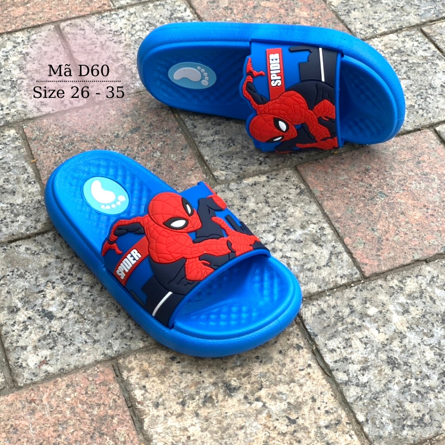 Dép siêu nhân spiderman - Dép lê cho bé trai 3 - 9 tuổi nhựa dẻo siêu êm chống trơn trượt đi trong nhà, đi biển D41