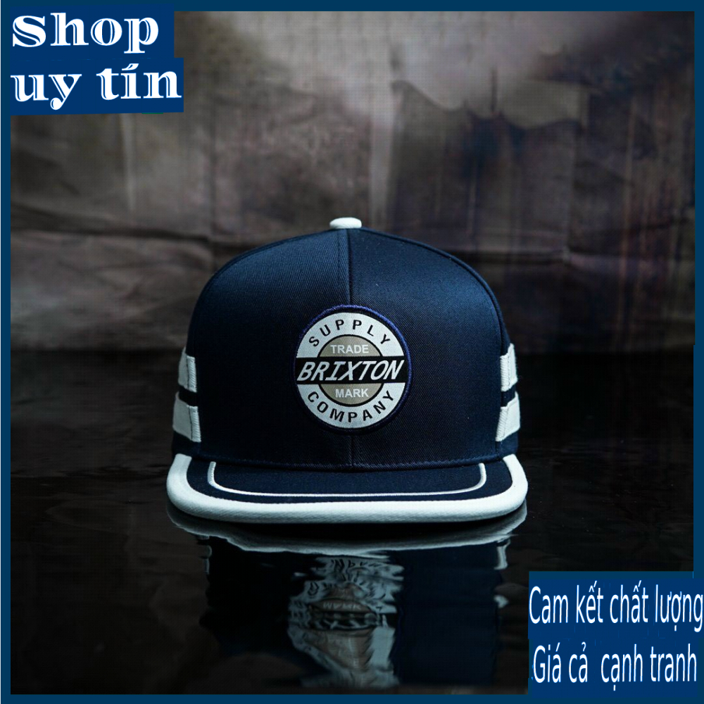 Freeship - MŨ NÓN KẾT LƯỠI TRAI SNAPBACK XANH NAVY SỌC TRẮNG THỜI TRANG NAM NỮ CHẤT LƯỢNG CAO CẤP