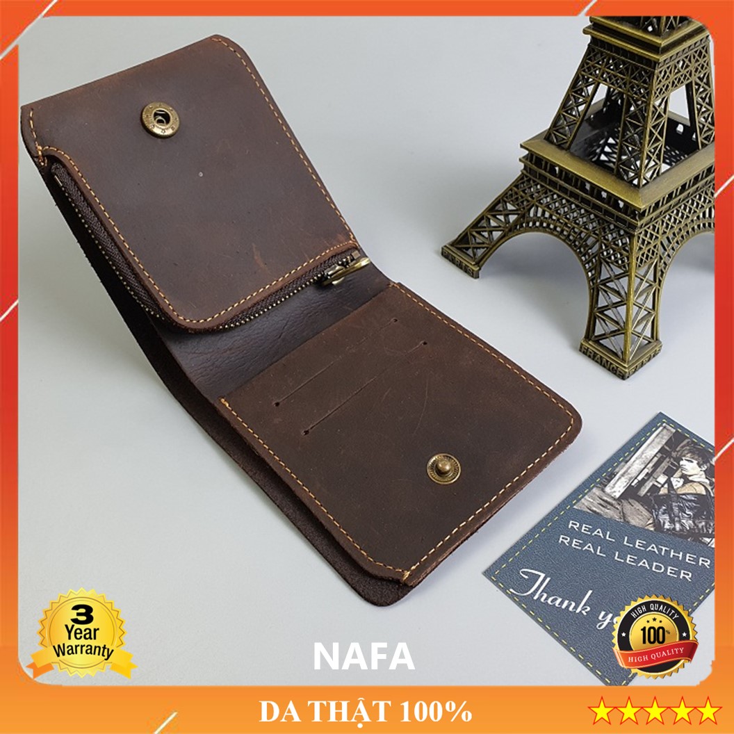 Ví da nam, ví ngang da bò sáp NAFA WS112 tiện lợi nhỏ gọn, sang trọng  – Màu Nâu sáp