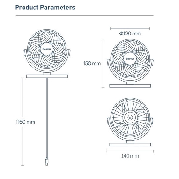 Quạt Mini Để Bàn Baseus Serenity Desktop Fan Mô Phỏng Gió Tự Nhiên 3 Mức Gió Nhỏ Gọn Nguồn Usb - Hàng Chính Hãng