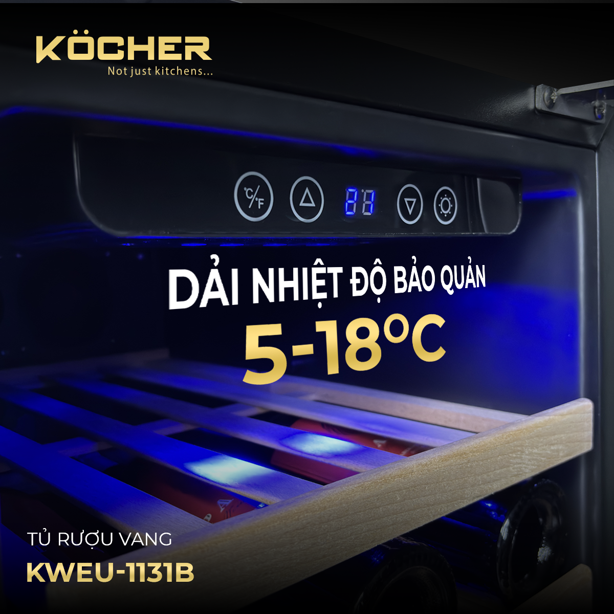 Tủ Bảo Quản Rượu Vang Kocher KWEU-1131B - Hàng Chính Hãng
