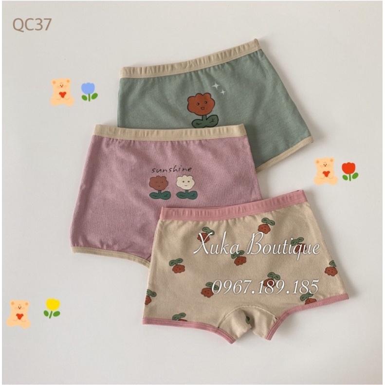 Quần Chip Đùi Bé Gái Cotton 100% Cao Cấp, Quần Lót Cho Bé Gái từ 3 đến 14 tuổi Hàn Quốc Bông Hoa Nhỏ Xinh Xắn Dễ Thương