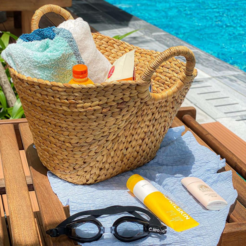 Sọt lục bình để đồ VIETBAS tròn có quai LB_013