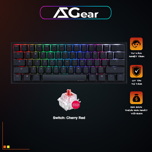 Bàn phím cơ Ducky One 2 Mini RGB, Hàng chính hãng, Bảo hành 24 Tháng