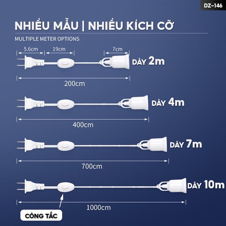 Chui Đèn E27 Có Dây Dài 4 Mét Kèm Theo Công Tắc Tắt Mở Rời Tiện Lợi Sử Dụng Được Tất Cả Các Loại Bóng Đèn DZ-146