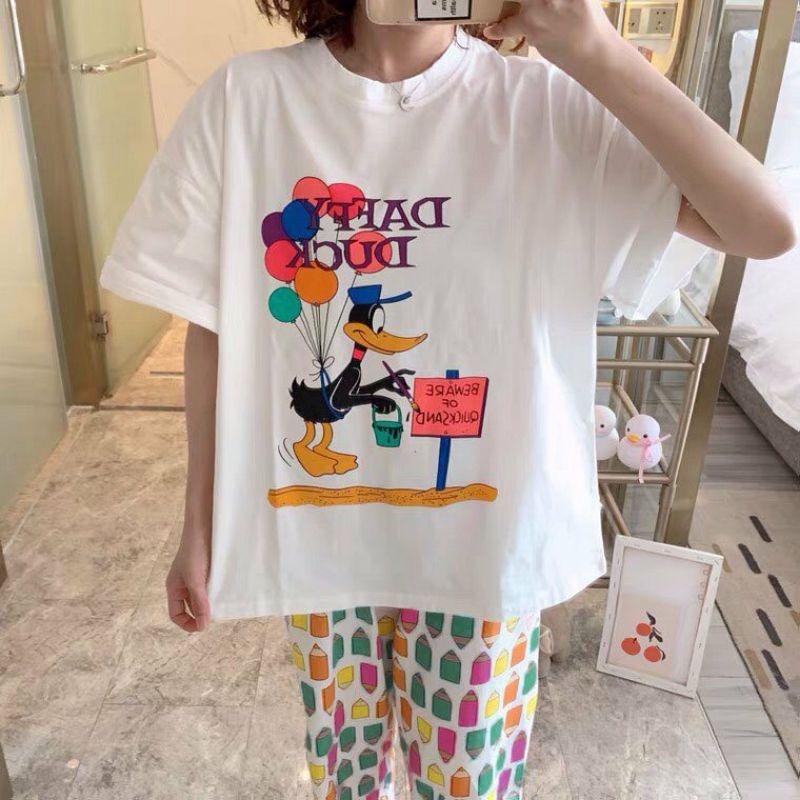 Đồ Bộ Nữ mặc nhà dễ thương chất liệu cotton đầy đặn mát mịn (tay ngắn quần dài)_mã BQD-03