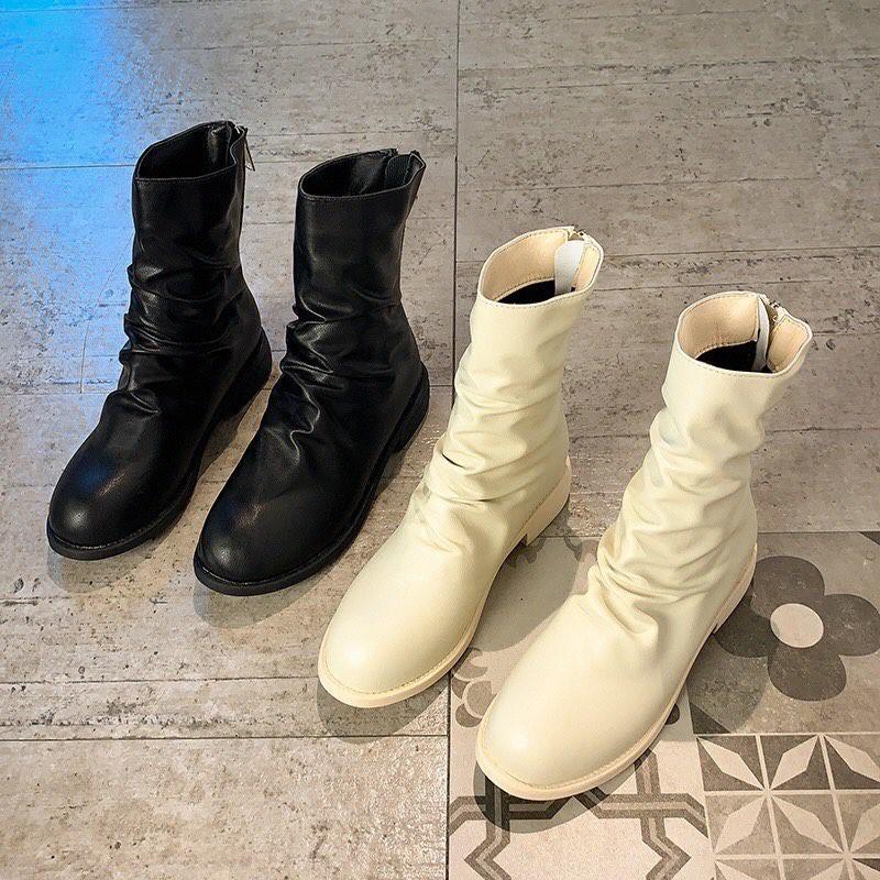 Bốt - boots nhăn bệt 2 màu đen be Hot hit 2021
