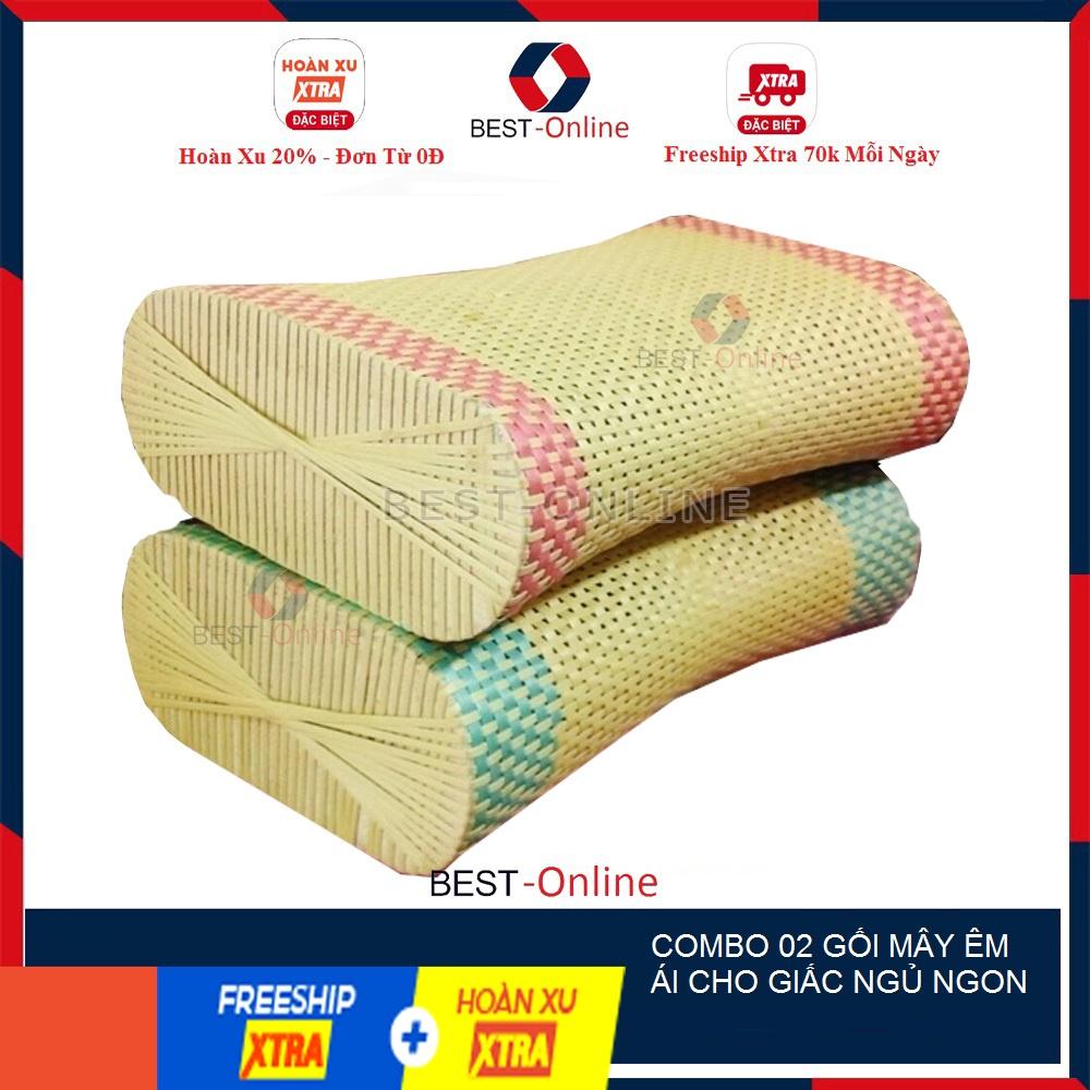 Combo 2 Gối mây, gối ngủ 100% mây tự nhiên Gối mây tre đan thoáng đầu cao cấp MTGN01