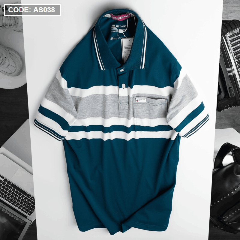 Áo Thun Nam Sọc Ngang Có Túi Cao Cấp AS110