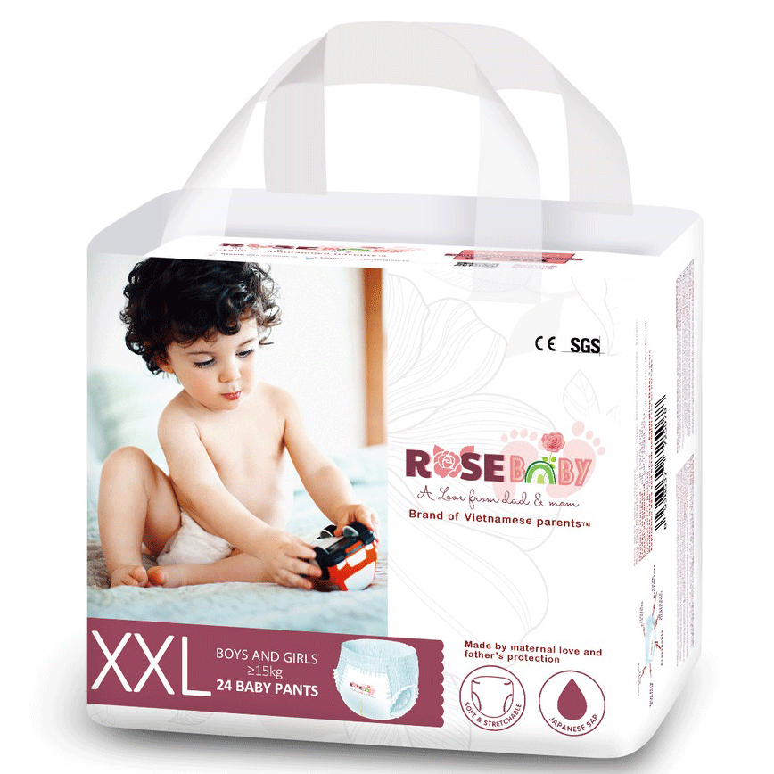 Combo 5 gói Bỉm tã quần ROSE BABY size XXL 24 miếng