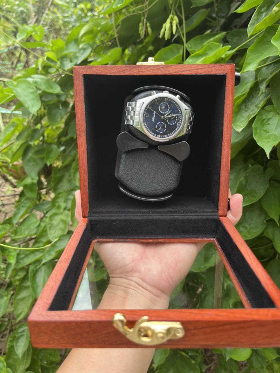 Gỗ Gõ Đỏ,Hộp 2 đồng hồ, 5 chế độ xoay, Made in Việt Nam Hộp xoay,Hộp Lắc, Hộp tích cót đồng hồ cơ Winder Watch