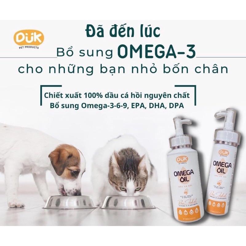 Dầu cá hồi dưỡng lông mềm mượt, ngăn rụng lông cho Chó Mèo DUK 100ml