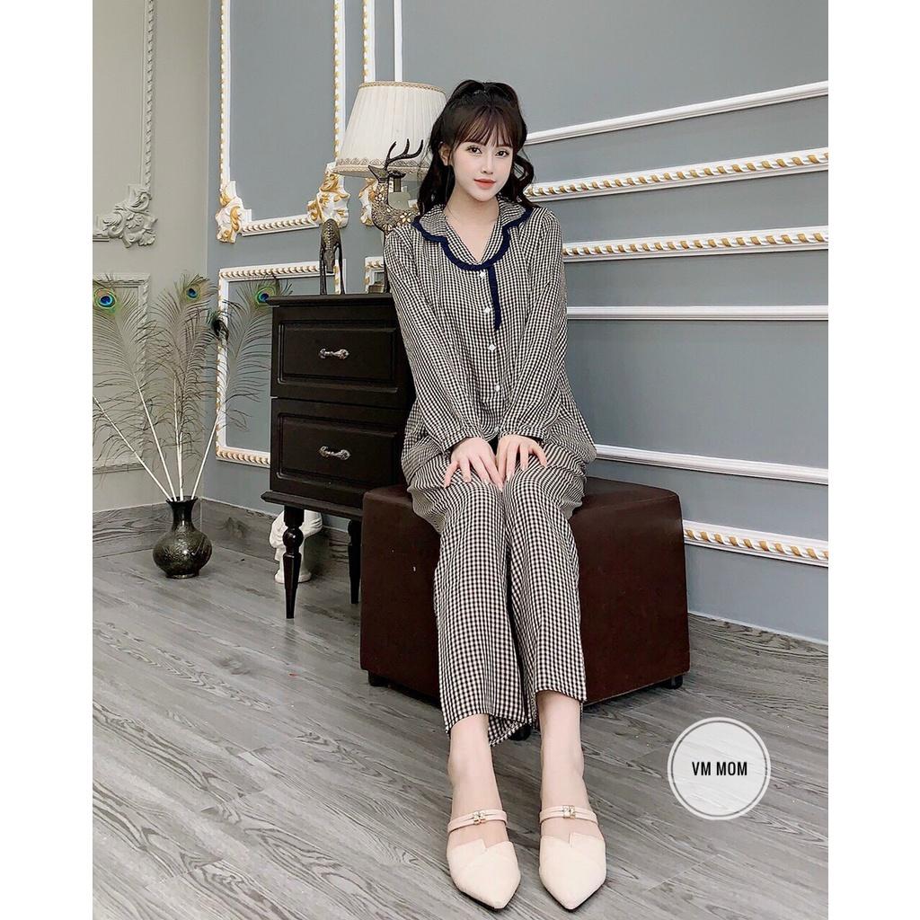 Bộ đồ bầu mặc bầu và sau sinh dài tay thu đông thiết kế khóa ngực cho con ti siêu xinh siêu tiện lợi VM Mom