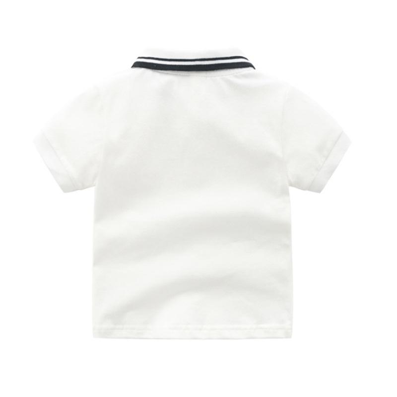 ÁO POLO COTTON BÉ TRAI 11-30KG MÀU TRẮNG VIỀN ĐEN