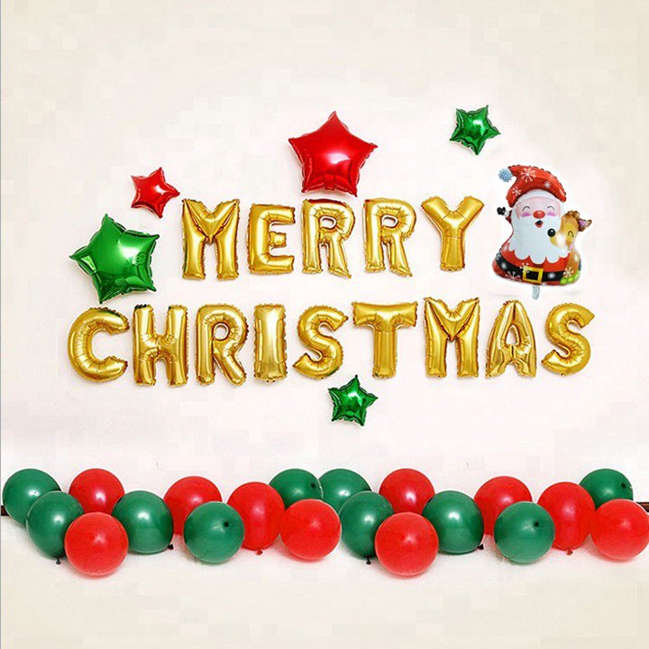 Bộ bong bóng Merry Christmas vàng
