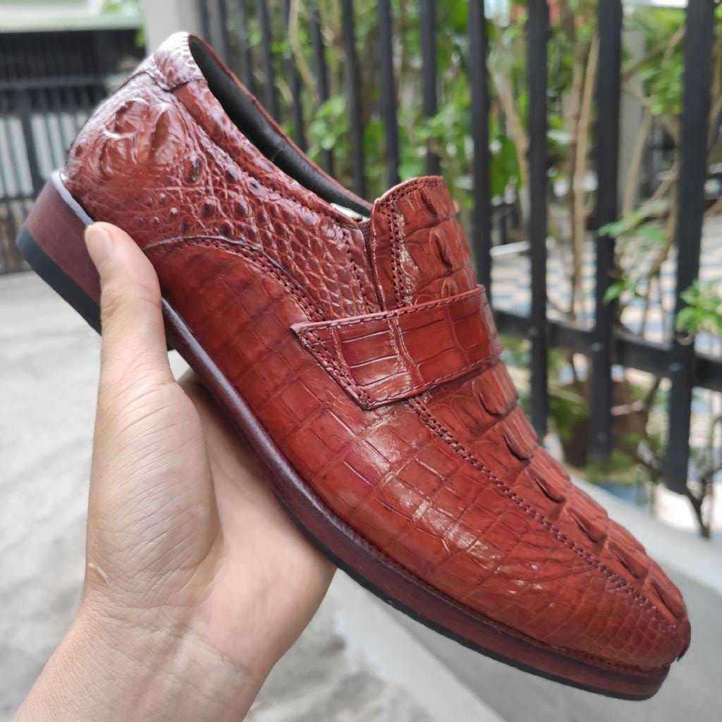 Giày tây không buộc dây Vây Đuôi Cá Sấu Lớn