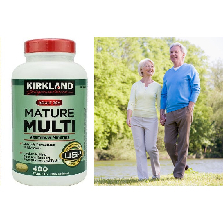 Vitamin tổng hợp Kirkland Mature Multi Adult 50+ Hộp 400 viên của Mỹ - dành cho nam, nữ trên 50 tuổi, Tăng cường miễn dịch, phòng bệnh tật, đặc biệt là các bệnh lây nhiễm, bệnh do virus, vi khuẩn - QuaTangMe Extaste