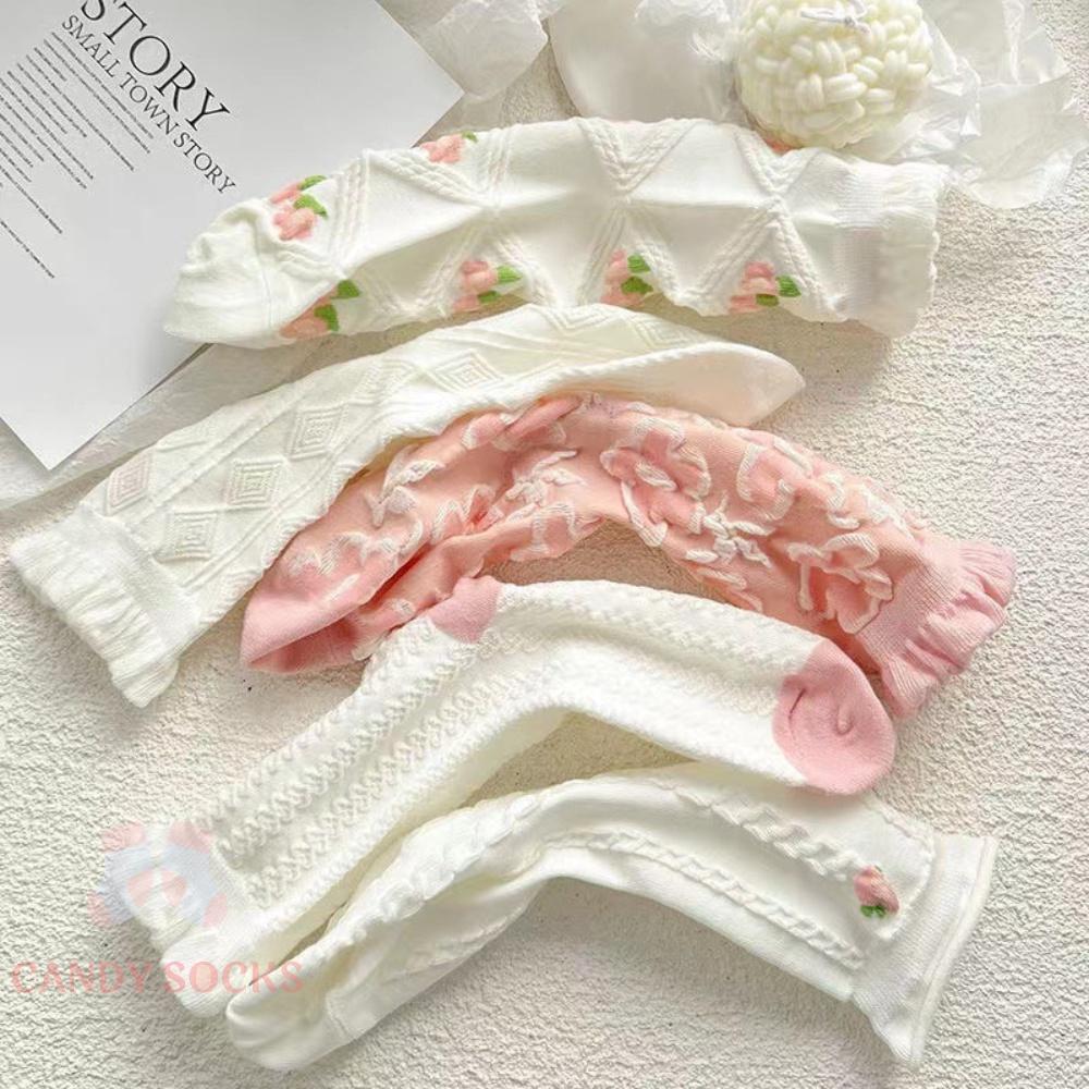 Tất nữ vớ nữ cổ trung, Set 5 đôi tất nữ phong cách Hàn Quốc, co dãn 4 chiều, chất liệu cotton Hàn cao cấp TN-018