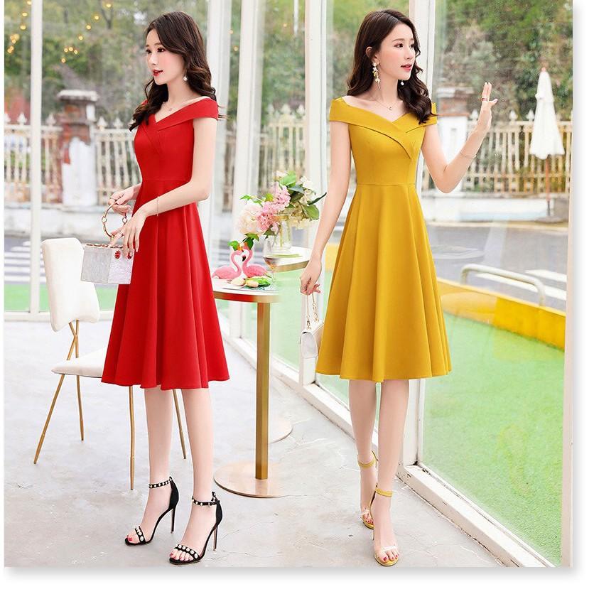 Đầm xòe trễ vai dịu dàng nữ tính cho các nàng