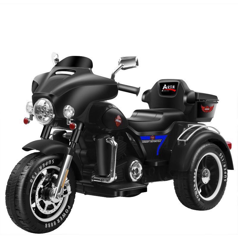 Xe máy điện moto 3 bánh ABM 5288 dáng thể thao cảnh sát cho bé đạp ga (Đỏ-Trắng-Xanh-Đen