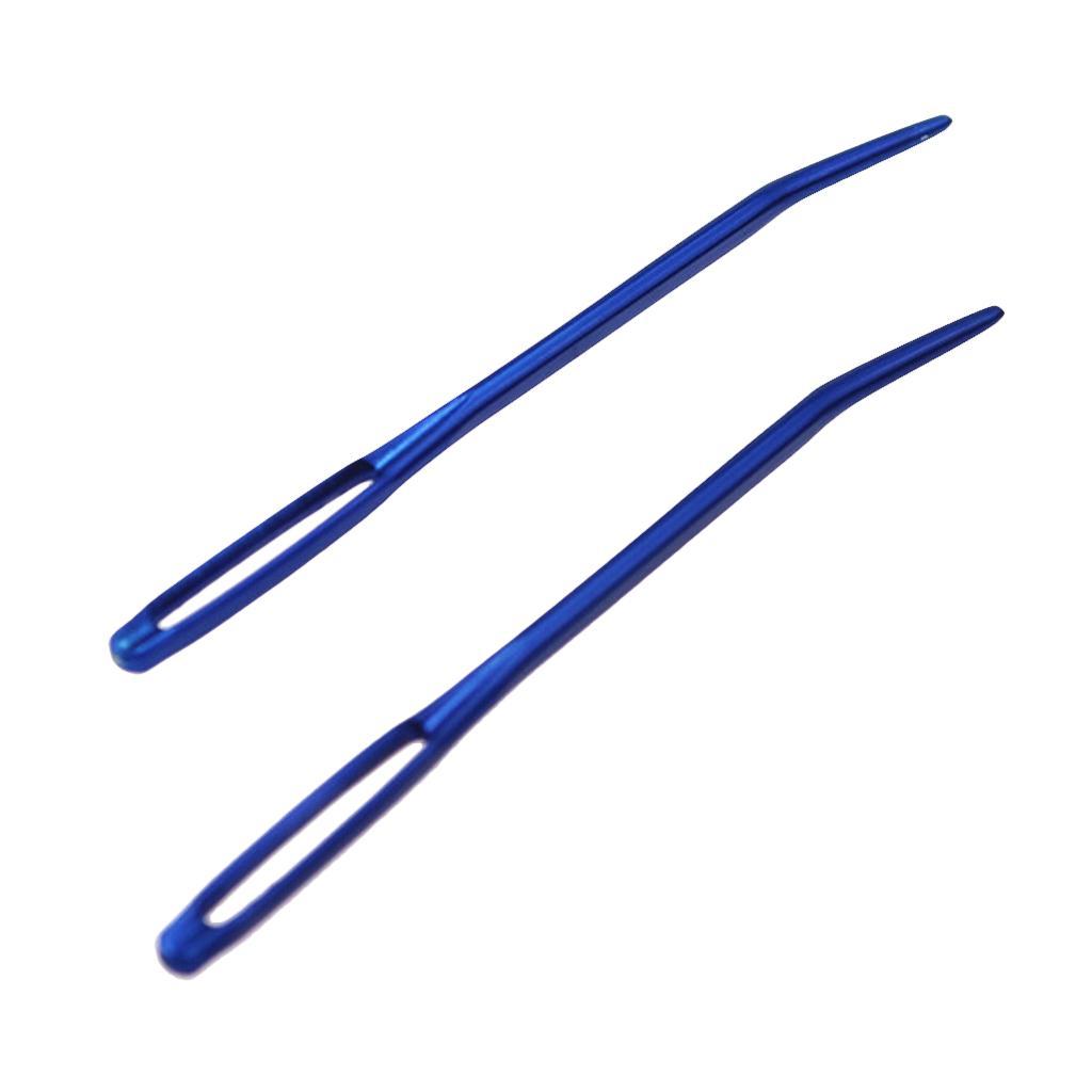 2 Pieces Aluminium Large-eye Bent Tip Tapestry Darning Needle DIY Knitting Craft