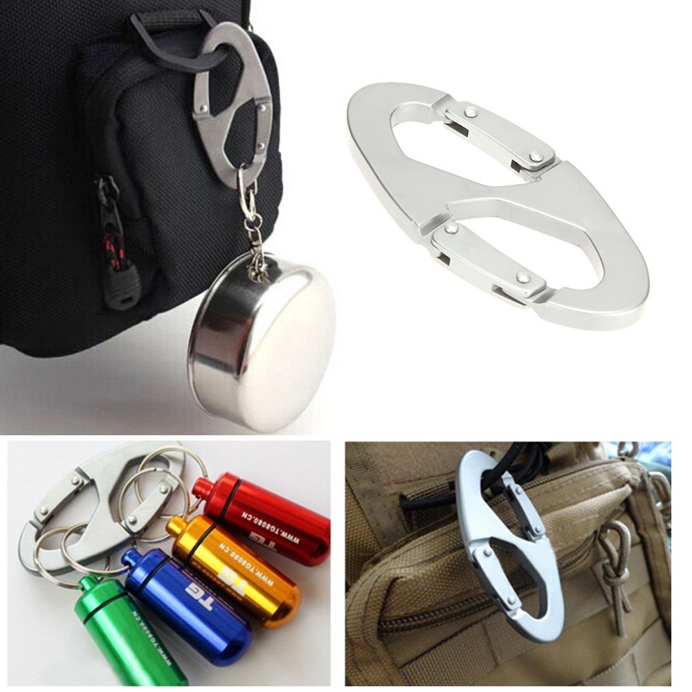 Móc Khóa Phượt Kẹp Leo Núi Dạng Carabiner Hình Số 8 Bằng Nhôm