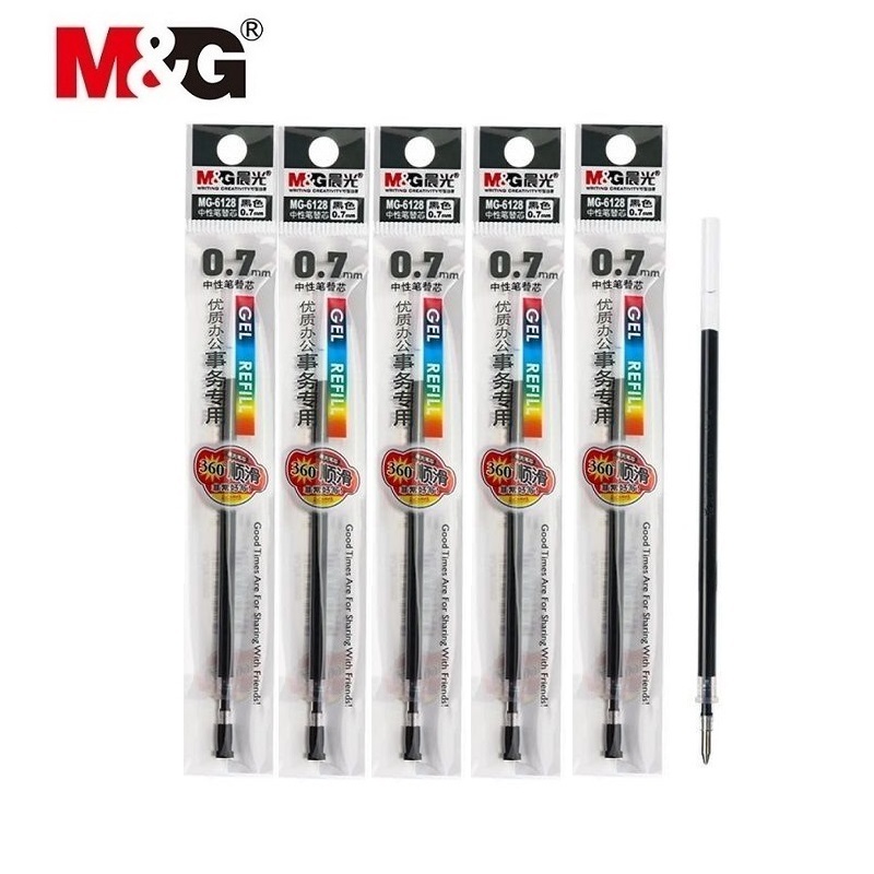 Set 5 ruột bút nước 0.7mm M&amp;G - 6128 / Ngòi thay cho bút ký và luyện tiếng Trung MG-6128
