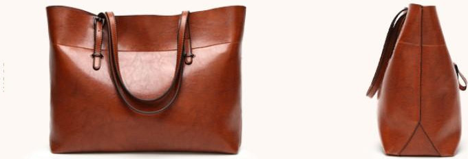 European Simple LadiesTote Bag Oil Wax Leather Large Capacity