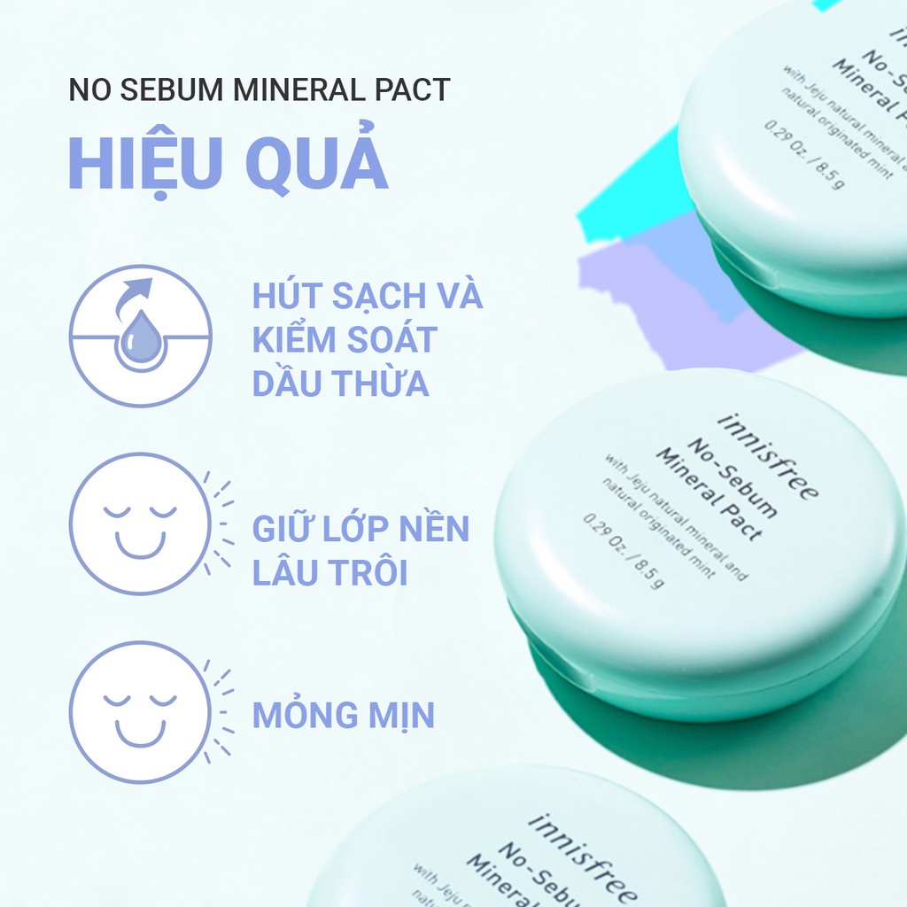 Phấn phủ kiềm dầu dạng nén innisfree No Sebum Mineral Pact 8.5g