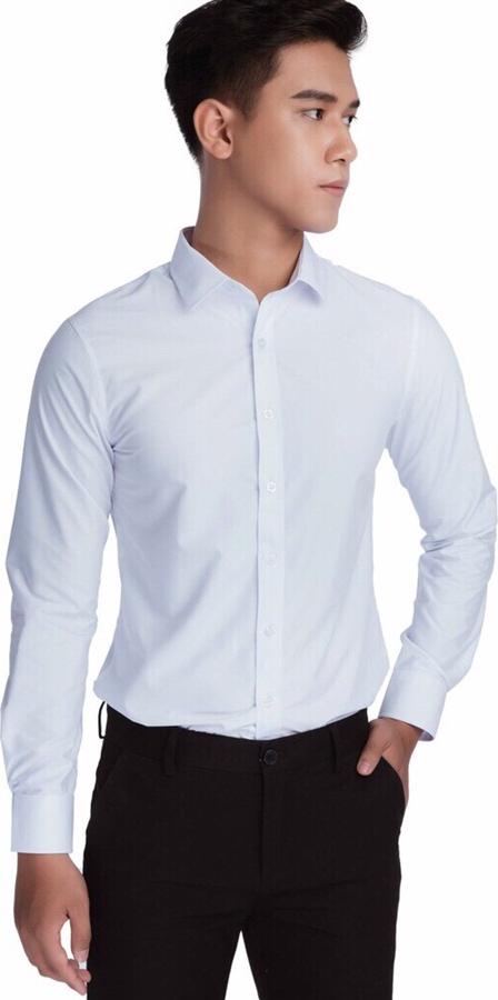 Áo Sơ Mi Nam Công Sở Hàn Quốc, Chất Liệu Cao Cấp, Thời Trang - Trắng cúc trắng - M