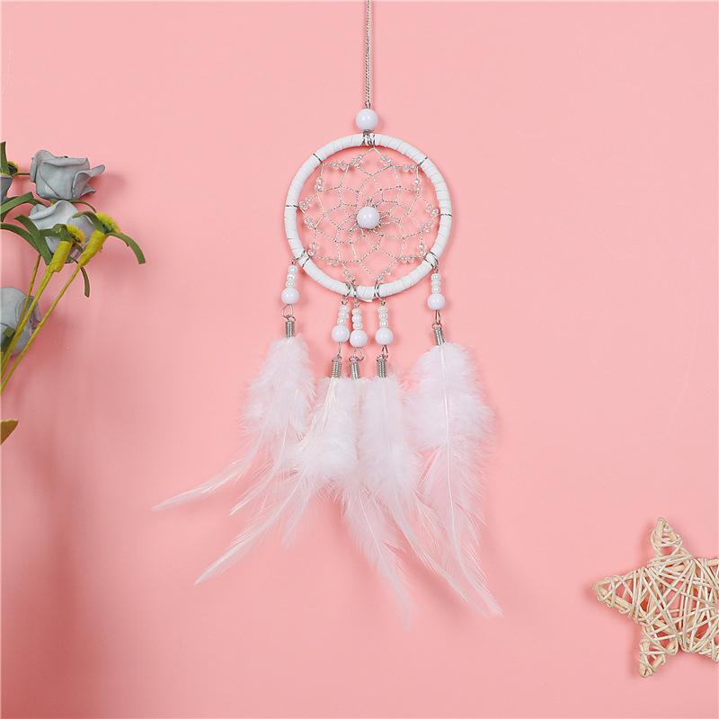 Dream catcher đính ngọc trai màu hồng trắng bạc