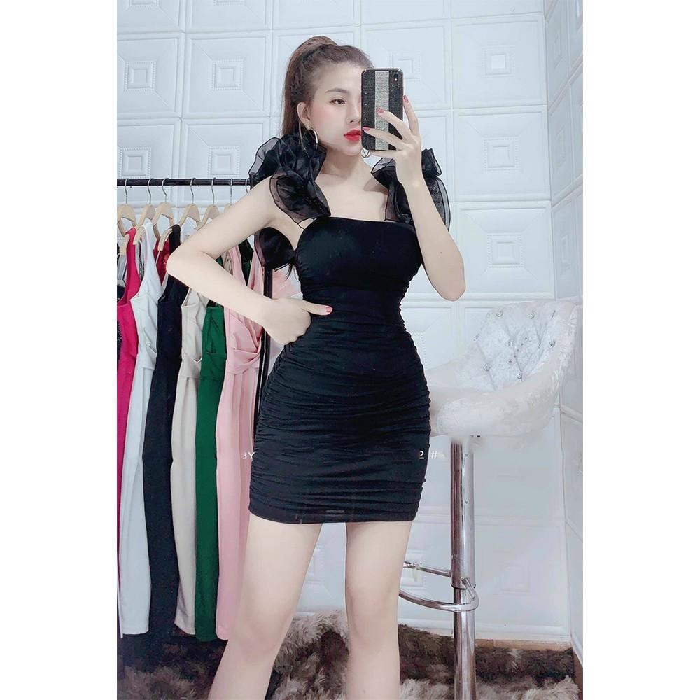 BONUCCI Đầm váy body 2 dây bèo cực duyên dáng thời trang nữ