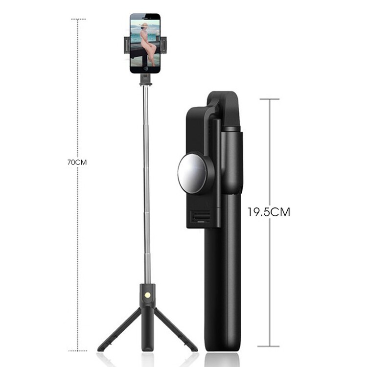 Gậy chụp ảnh 3 chân có bluetooth K10 chụp ảnh, selfie, tự sướng bằng remote và kẹp xoay 360 độ - Hàng Chính Hãng