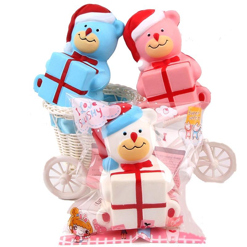 Squishy Lớn JUMBO Hình gấu ôm hộp quà giáng sinh noel Đồ Chơi Xốp Giảm Stress Hình mềm mịn dễ Thương đàn hồi Cho Bé