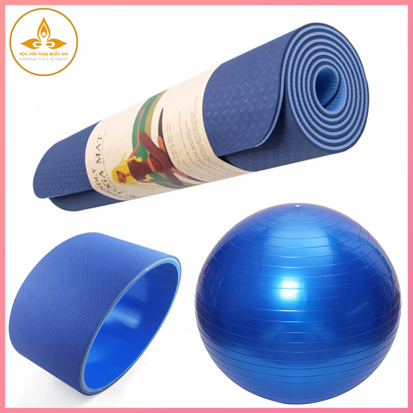 Combo Thảm Yoga Cao Cấp - Vòng Tập Yoga- Bóng Yoga- YOGA QG, Thảm Thấm Hút, Đàn Hồi. 2 Lớp CCao Su Tự Nhiên, Chống Trơn Trượt, Vòng Yoga Cao Su Êm, Chịu Lực Cao, Bóng Cao Su Có Gai, Tặng Kèm Bơm- Hàng Chính Hãng