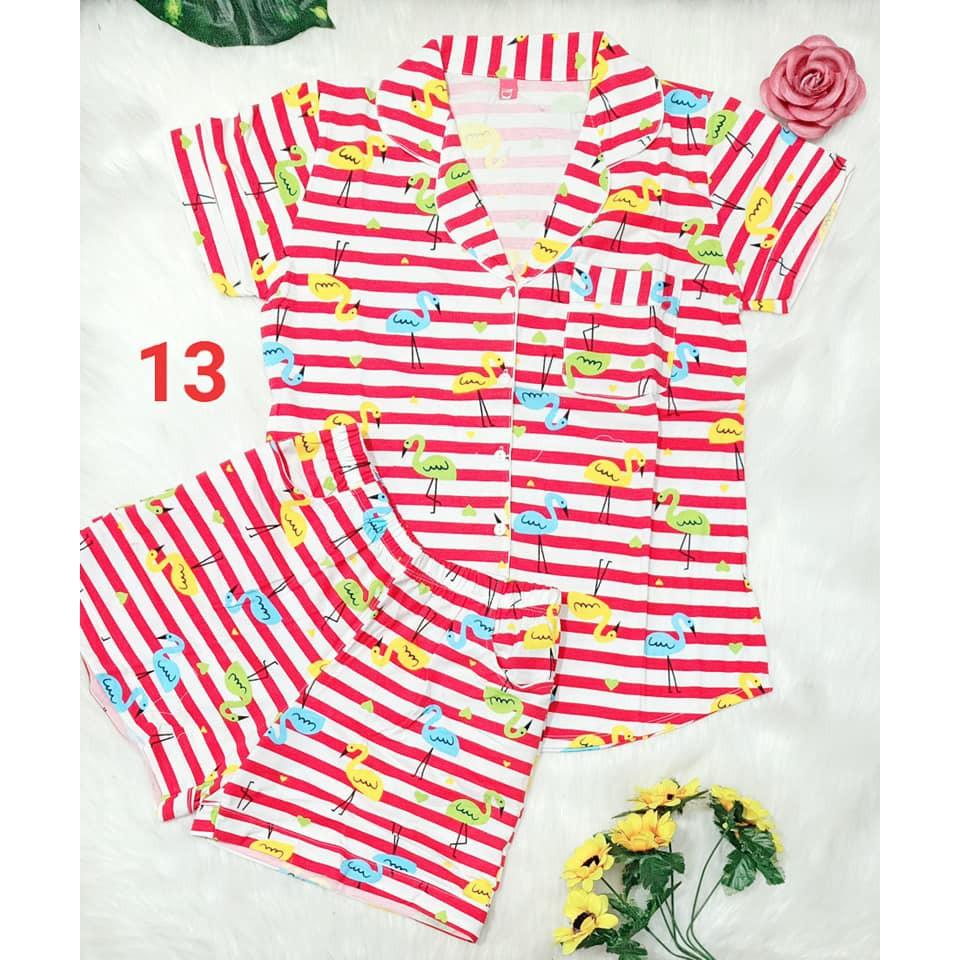 Đồ bộ pijama COTTON cao cấp - quần đùi có túi - ảnh thật