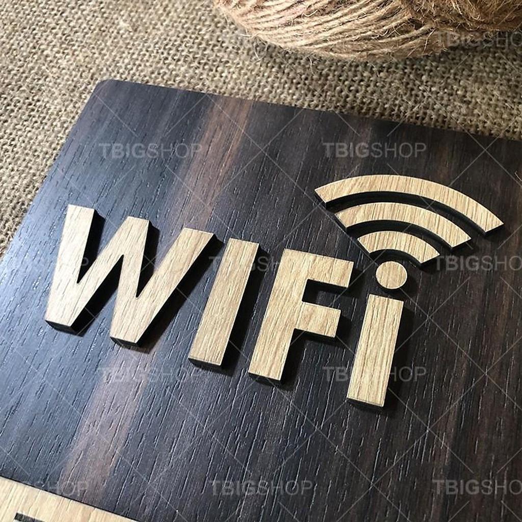 Bảng ghi thông tin wifi mật khẩu gỗ khắc laser cao cấp cho quán cafe, trà sữa, khách sạn, nhà nghỉ
