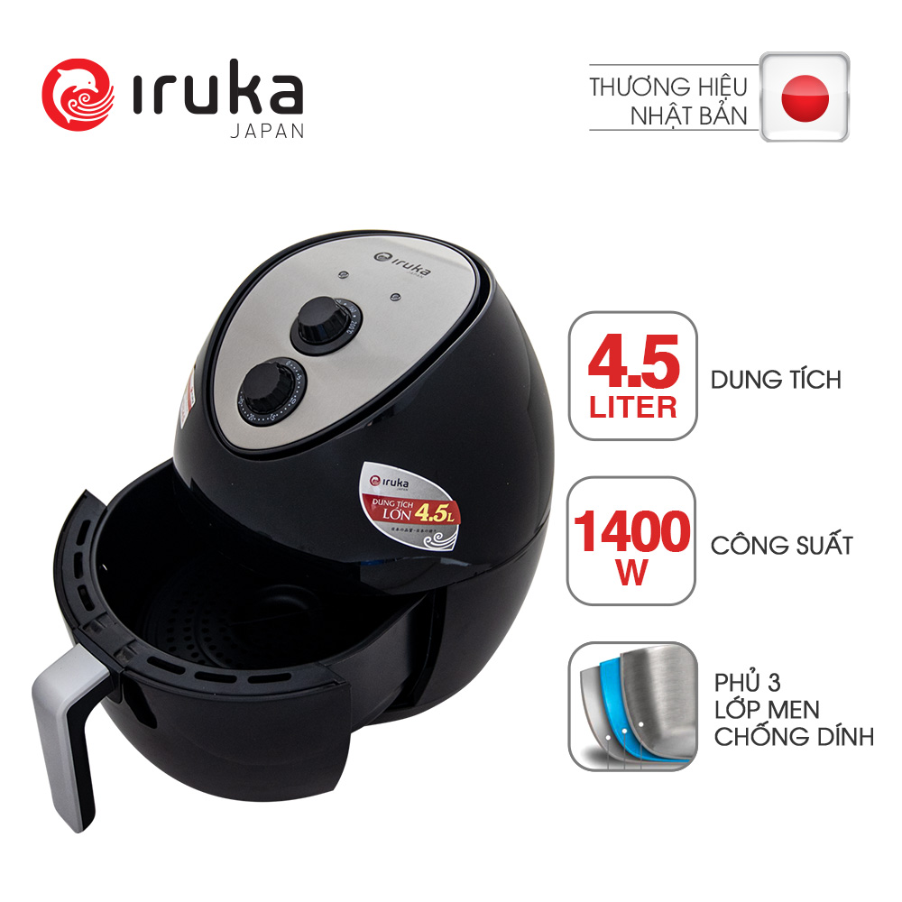 Nồi Chiên Chân Không Iruka I-68 (4.5L) - Đen - Hàng chính hãng