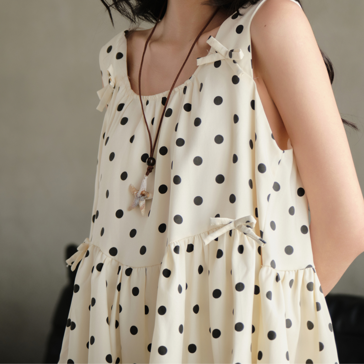 Đầm ngắn babydoll họa tiết chấm bi nữ tính Kasha Miều Est.2013