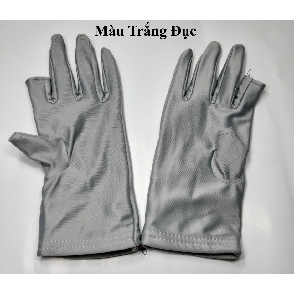 BAO TAY CHỐNG NẮNG 2 LỚP LOẠI 3 TẤC CẮT 2 NGÓN Không in hình Chất liệu thun lạnh co giãn