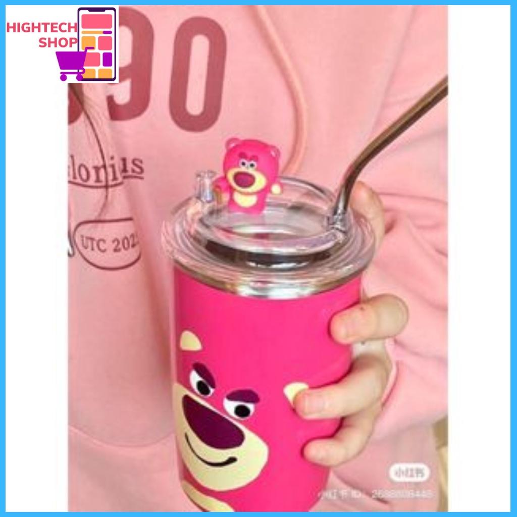 LY GIỮ NHIỆT GẤU DÂU LOTSO 450ML KÈM ỐNG HÚT CAO CẤP SIÊU DỄ THƯƠNG TIỆN LỢI
