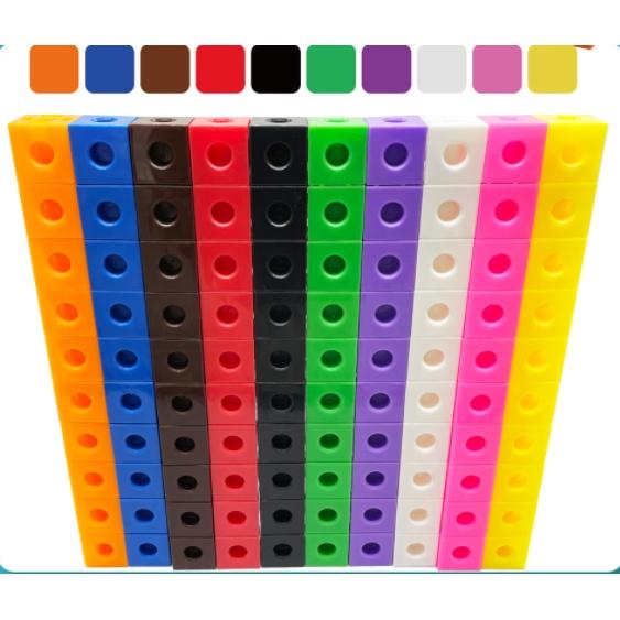 Đồ chơi giáo dục NUMBER BLOCK Linking Cubes học toán và xếp hình sáng tạo 100 khối 10 màu sắc