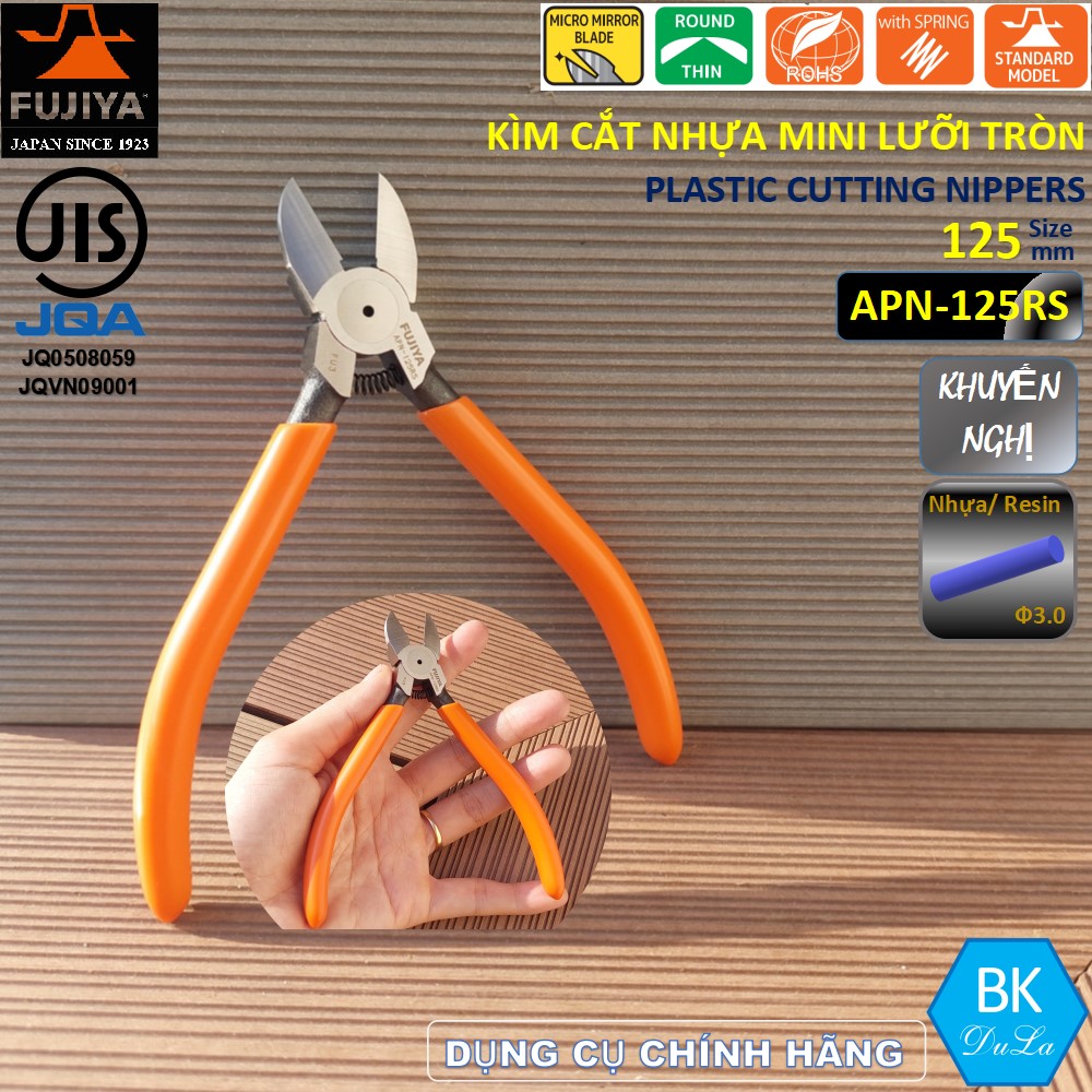Kìm cắt nhựa lưỡi tròn 5 inch/ 125mm Fujiya APN-125RS Công nghệ Nhật Bản- Kìm cắt bavia
