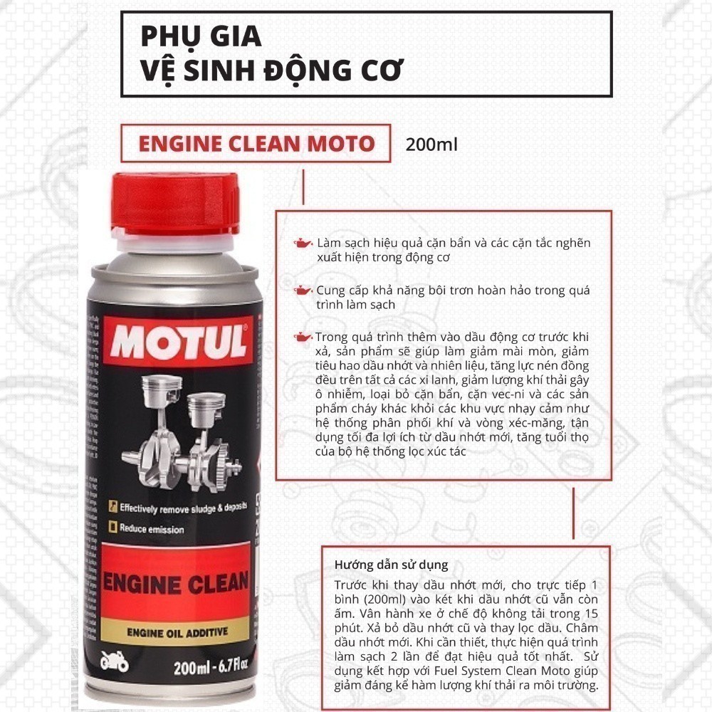 Chất tẩy rửa vệ sinh động cơ xe máy - MOTUL ENGINE CLEAN MOTO 200ml