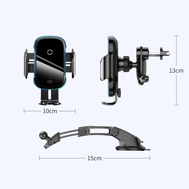 Giá đỡ điện thoại kiêm sạc không dây gắp taplo, cửa gió điều hòa ô tô hãng Baseus WXHW03 - Công suất đầu ra: 15W (Max) - Hàng Nhập Khẩu