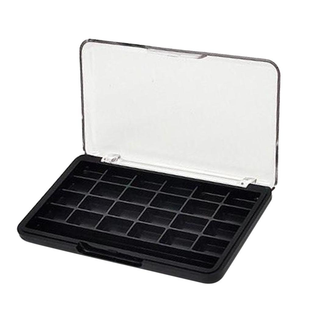 2Pcs 24 Grids Eyeshadow Palette Box Blush Powder Holder Case w/ Brush Slot