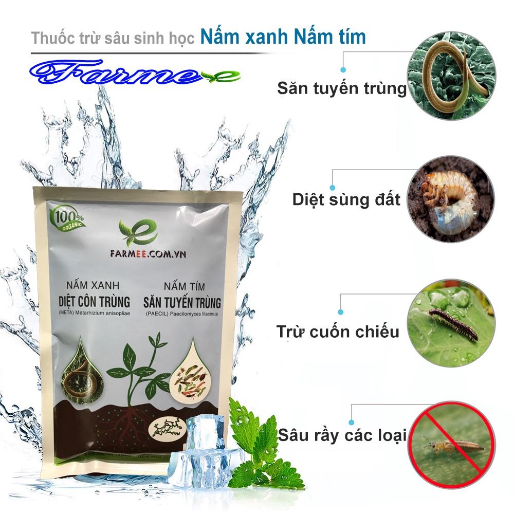 Vi sinh diệt trừ nấm bệnh Nấm xanh Nấm tím farmee 10 gói 0.5 kg, săn tuyến trùng, diệt sùng đât, cuốn chiếu, sâu rầy