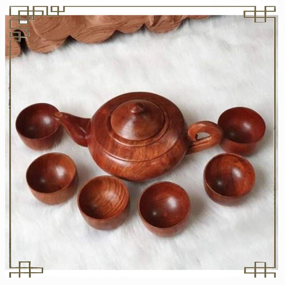 Bộ ấm chén 7 món gỗ hương nguyễn khối giá rẻ